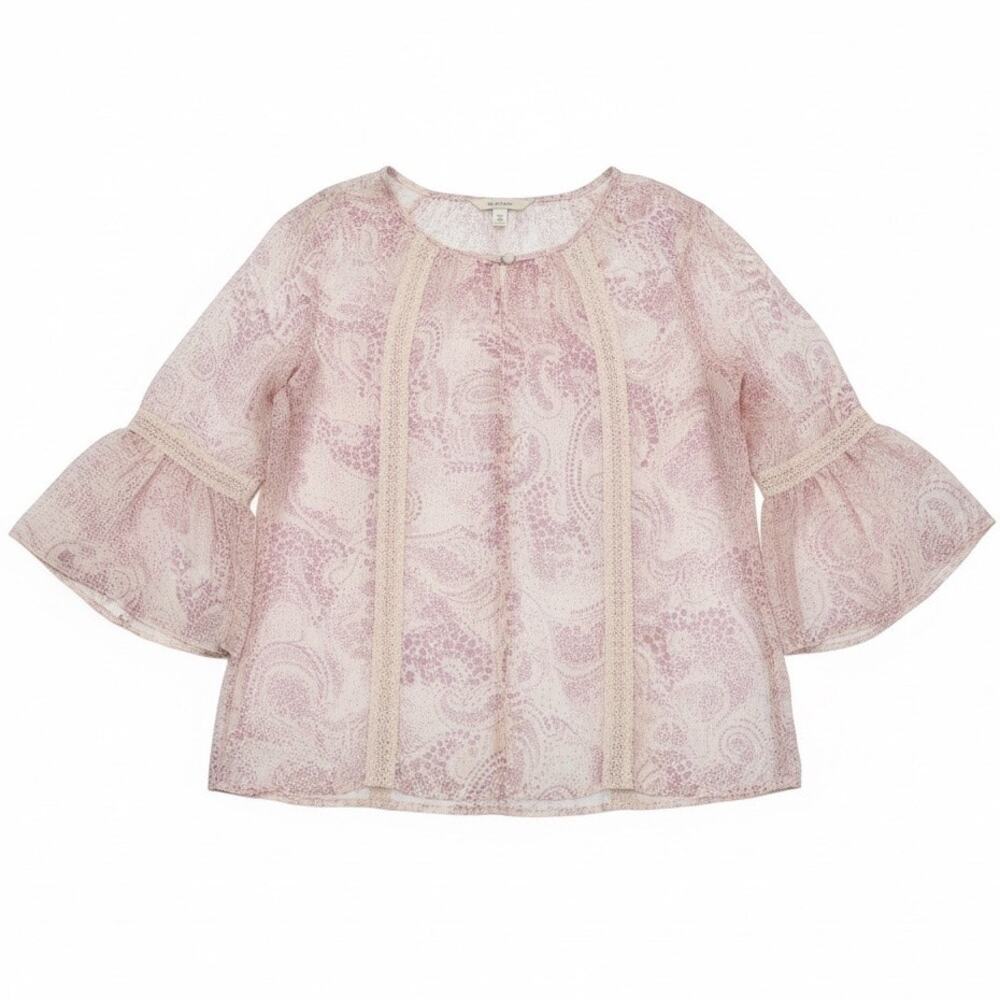 Lauren Conrad Light Pink Paisley Semi Sheer Boho Shirt Boho Romantic Cottage XL
